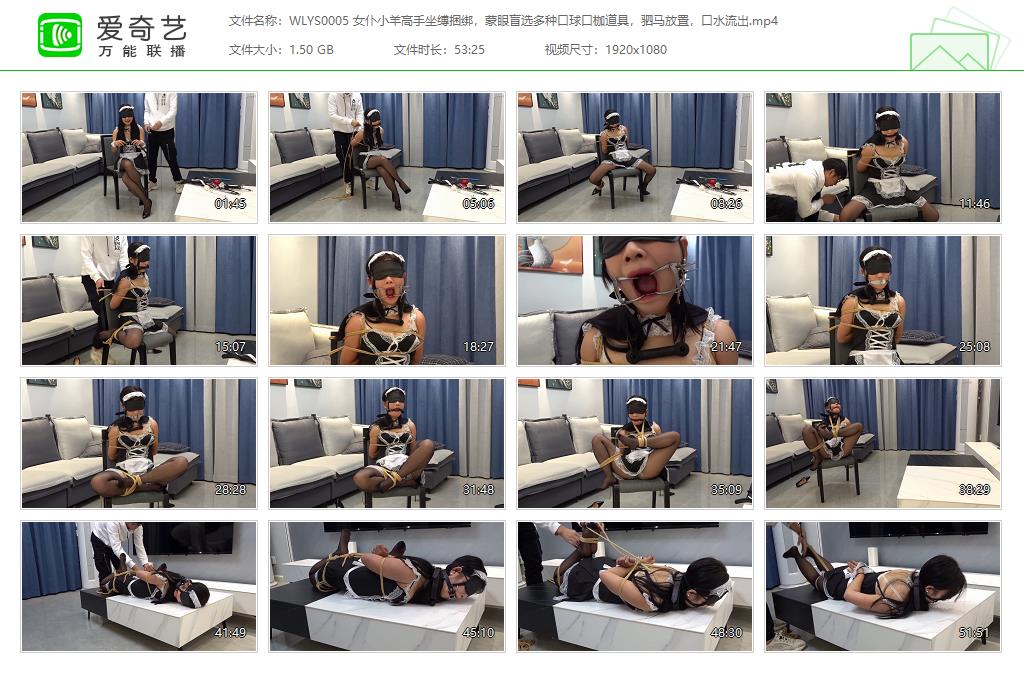 WLYS0005 女仆小羊高手坐缚捆绑，蒙眼盲选多种口球口枷道具，驷马放置，口水流出[2023.jpg